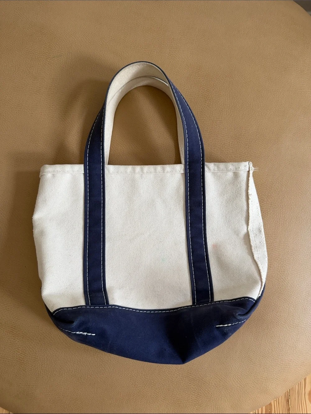 LL bean Canvas Tote Bag with Navy Trim - Women Bags - Picture 1 of 6